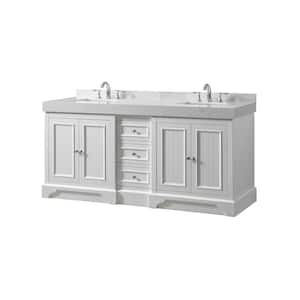 Kingswood Exclusive 72 in. W x 25in. D x 36 in. H Double Bath Vanity in White with White Culture Marble Top