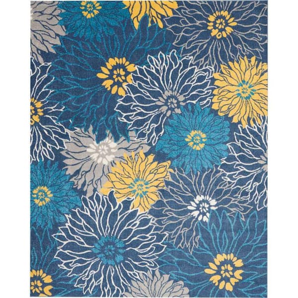 Passion Blue 8 ft. x 10 ft. Floral Contemporary Area Rug