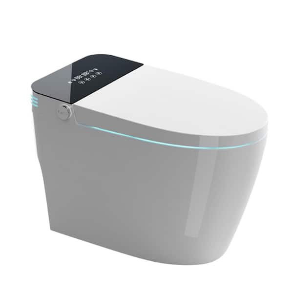 Auto Flushing Elongated Smart Bidet Toilet 1.28 GPF in White with Foot Sensor, Heated Seat, Warm Water Flushing