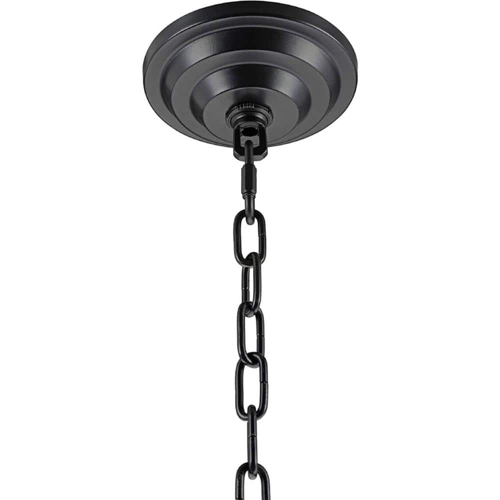 Matte Black Steel Chandelier Fixture Canopy Kit with Heavy Chain