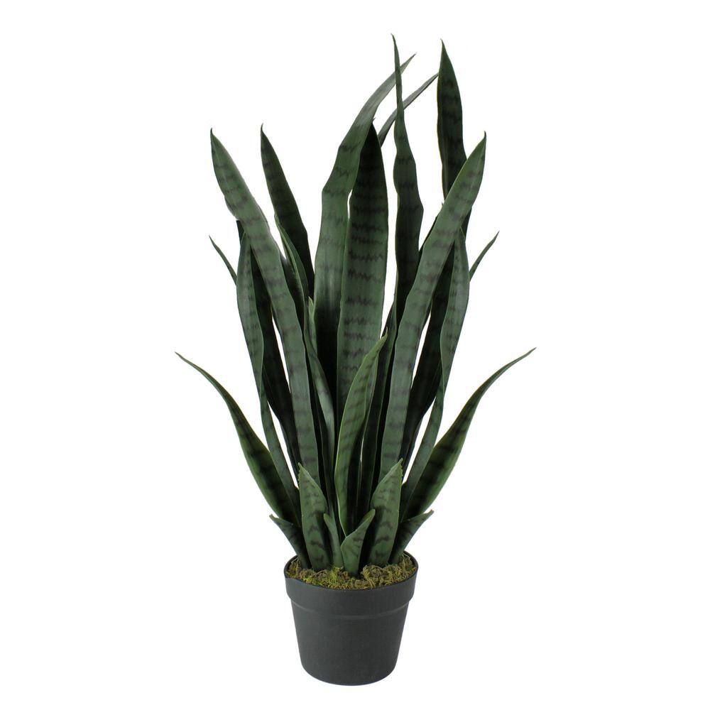 Northlight 29 in. 2Tone Green Artificial Potted Snake Plant 33377306