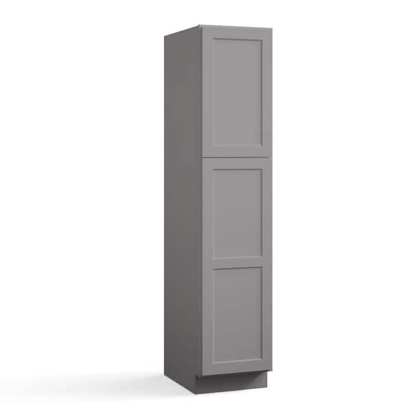 Hausvita 18 in. W x 24 in. D x 90 in. H in Shaker Grey Plywood Ready to Assemble Floor Wall Pantry Kitchen Cabinet