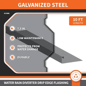 7.5 in. x 10 ft. Galvanized Steel Water-Rain Diverter Roof Flashing