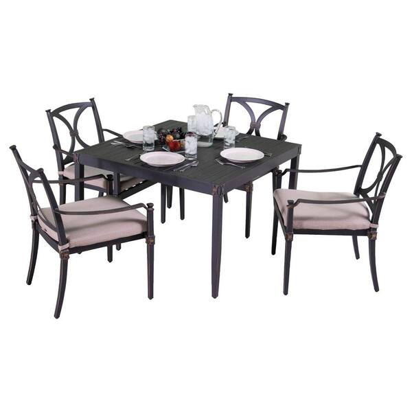 RST Brands Astoria 5-Piece Patio Cafe Dining Set with Slate Grey Cushions