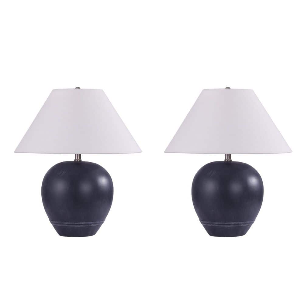 21.3 in. Black Ceramic Table Lamp with White Linen Cone Shade(Set of 2) price history on PriceWatchPro