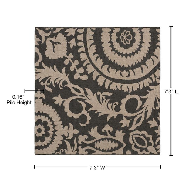 Zahir Tropical Floral Indoor/Outdoor Area Rug Cream/Gray/Black Beachcrest Home Rug Size: Rectangle 5' x 7