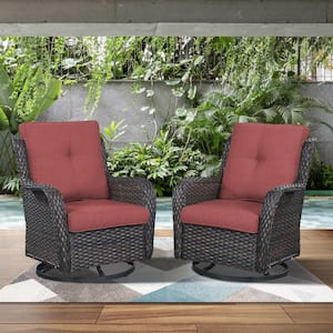Carolina Wicker Outdoor Glider with Red Cushions