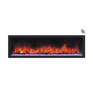 64 in. Cascade Flush-Mount LED Electric Fireplace in Black