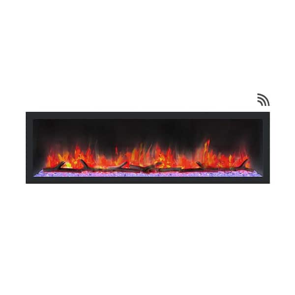 Dynasty Fireplaces 64 in. Cascade Flush-Mount LED Electric Fireplace in Black