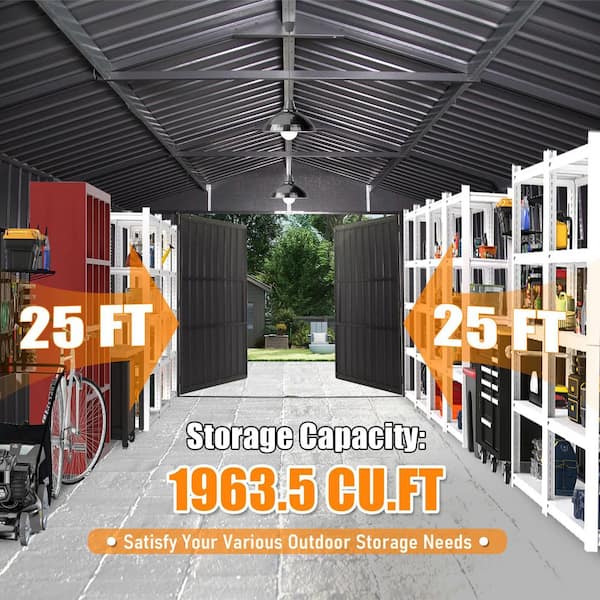 Boosicavelly 25 ft. W x 12 ft. D x 8.5 ft. H Dark Gray Outdoor