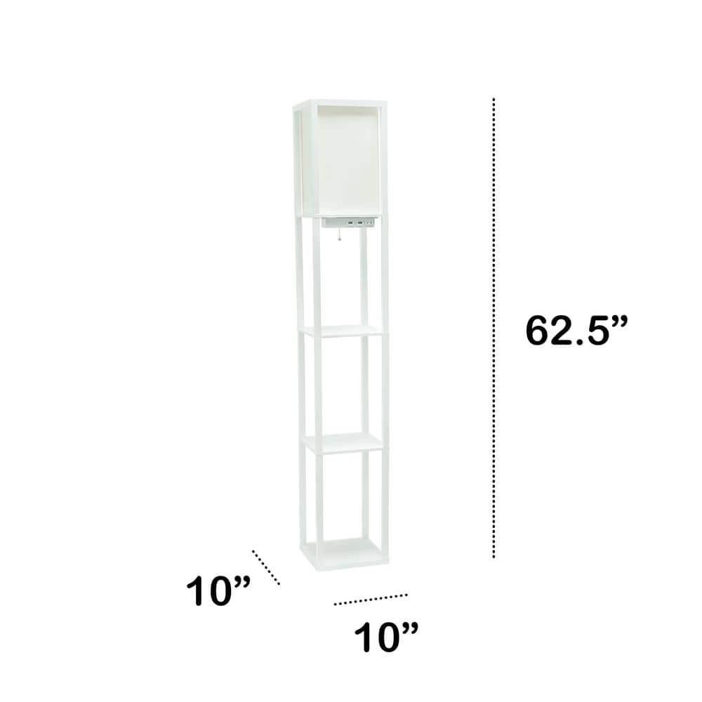 Classix White 62.5" 3-Tier Shelf Floor Lamp with LED Bulb