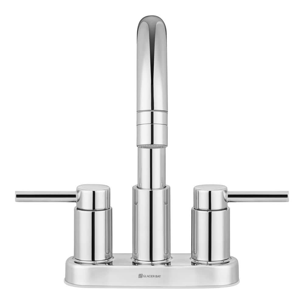 Glacier Bay Dorind 4 in. Centerset Double-Handle Pull Down Bathroom Faucet in Polished Chrome