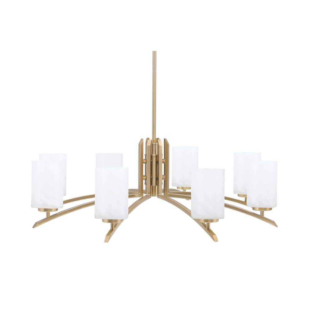 Siena 34 in. 8-Light New Age Brass Chandelier with 4 in. White Marble Glass