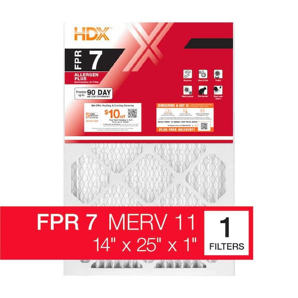 HDX 14 in. x 25 in. x 1 in. Allergen Plus Pleated Air Filter FPR 7, MERV 11