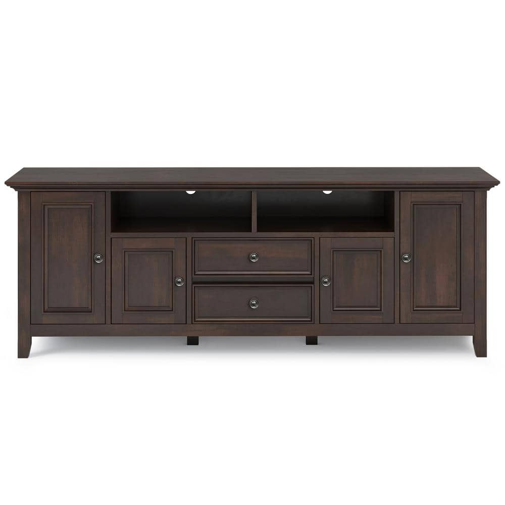 Brunette Brown Traditional Solid Wood 72" TV Media Stand
