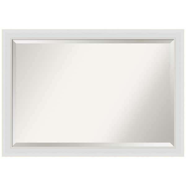 Amanti Art Flair Soft White Narrow 40 in. H x 28 in. W Framed Wall Mirror