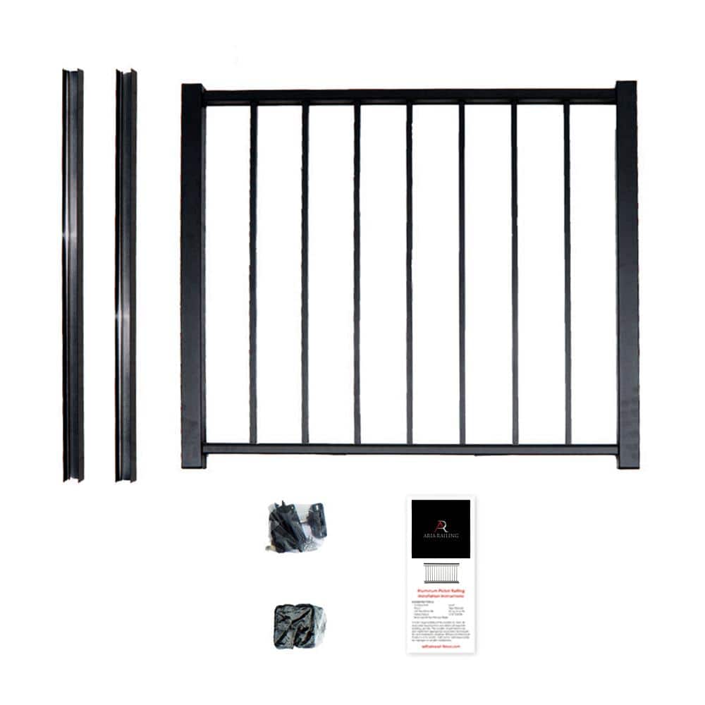 Reviews for Aria Railing 40 in. x 36 in. Black Powder Coated Aluminum ...