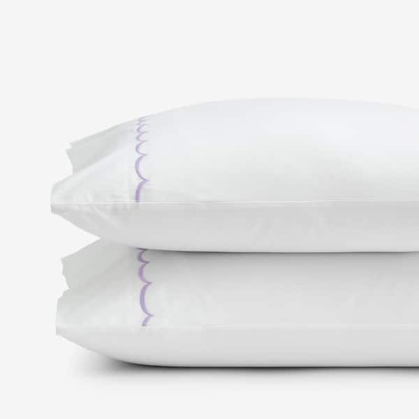The Company Store Legends Hotel Embroidered Scallop Lavender Geometric Cotton Percale Standard Pillowcase (Set of 2)