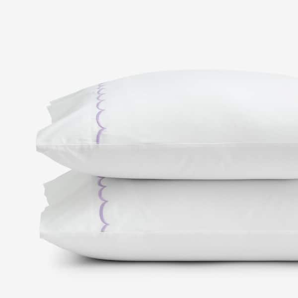 The Company Store Legends Hotel Embroidered Scallop Lavender Geometric Cotton Percale King Pillowcase (Set of 2)