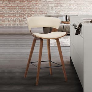 Jagger Modern 26 in. Wood and Cream Faux Leather Counter Height Bar Stool