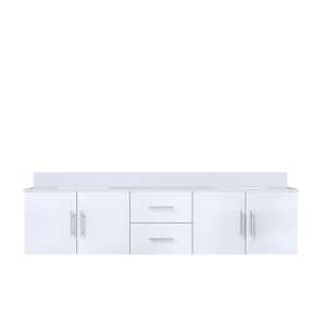 Geneva 80 in. W x 22 in. D Glossy White Double Bath Vanity and Cultured Marble Top