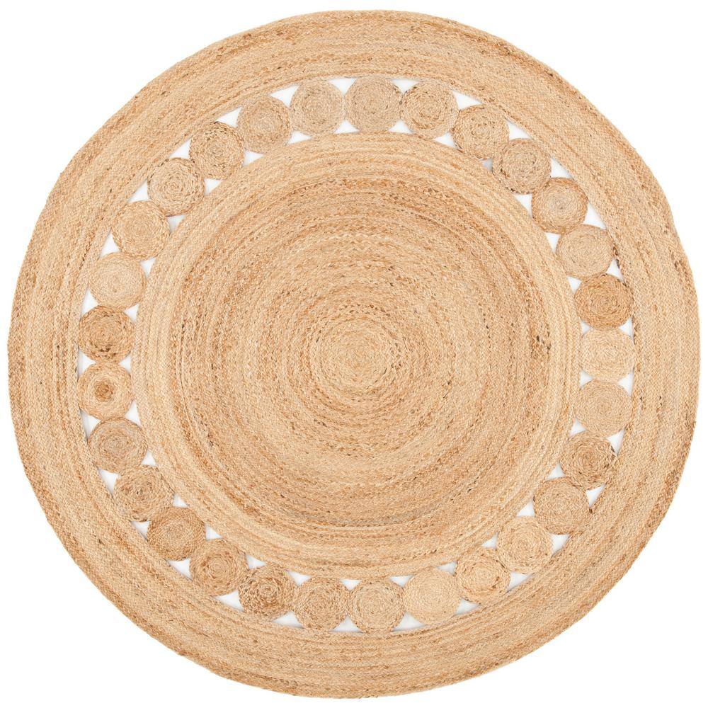 Natural Hand-Woven Jute Round Area Rug, 7' Diameter