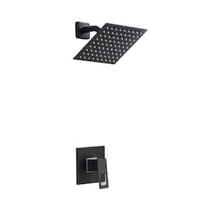 Boger 8 in. Single-Handle 1-Spray Square Wall Mounted High Pressure Shower Faucet in Matte Black (Valve Included)