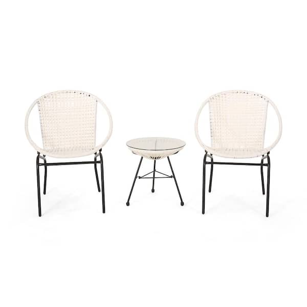 Java Black 3-Piece Metal Outdoor Patio Conversation Seating Set