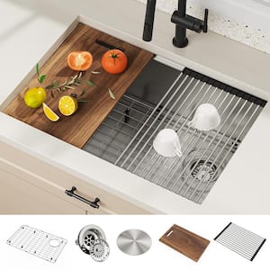 18 Gauge Stainless Steel 27in. Single Bowl Undermount Workstation Kitchen Sink with Accessories