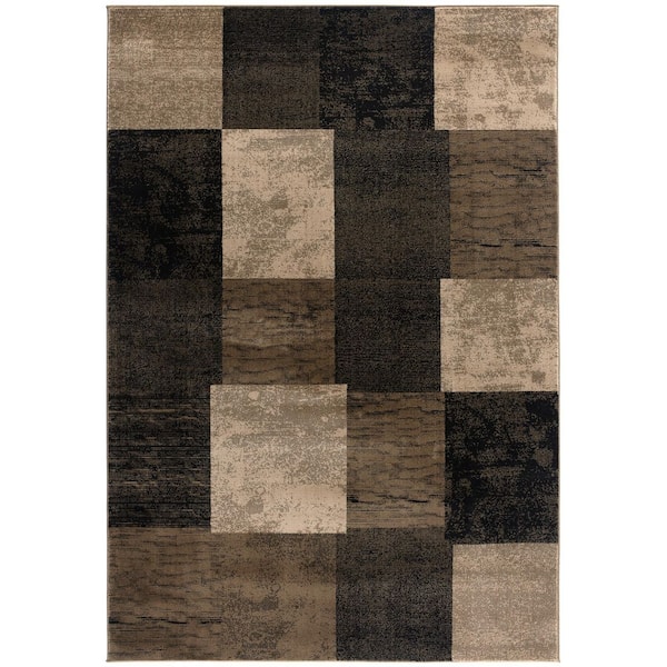 Montage Collection Modern Abstract Area Rug (5x8 feet) - 5'3" x 7'7", Brown