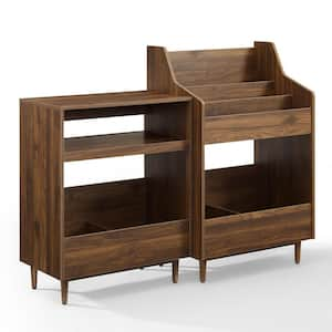 Liam Walnut 2-Piece Record Player Stand And Vinyl Storage Set