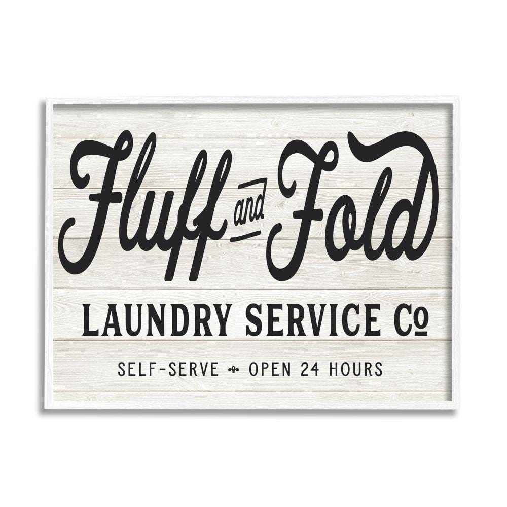 White Framed Rustic Farmhouse Laundry Service Wall Art