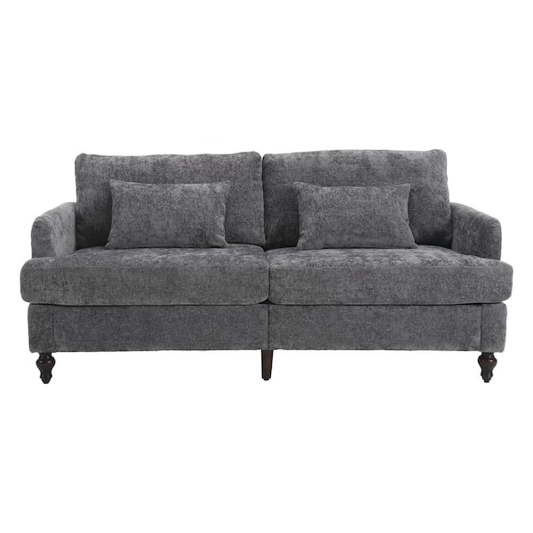 HOMEFUN 69 in. Modern Oversized Gray Chenille Wood Frame Upholstered 2-Seater Loveseat