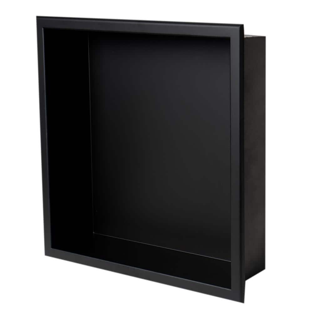 16" Black Matte Stainless Steel Wall Mount Shower Niche