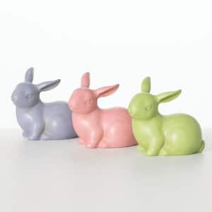 Multi-Colored 4.25 in. x 4 in. Resin Easter Bunny Set of 3