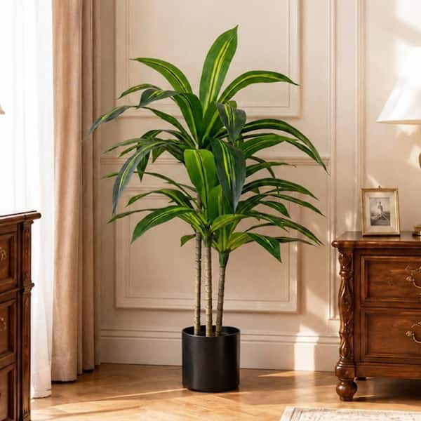 Faux 3.6 ft. Artificial Dracaena Fragrans Tree in Pot for Indoor/Outdoor Decor