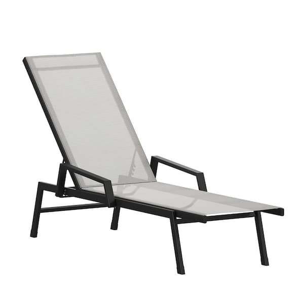 Carnegy Avenue Black Steel Outdoor Lounge Chair in Gray