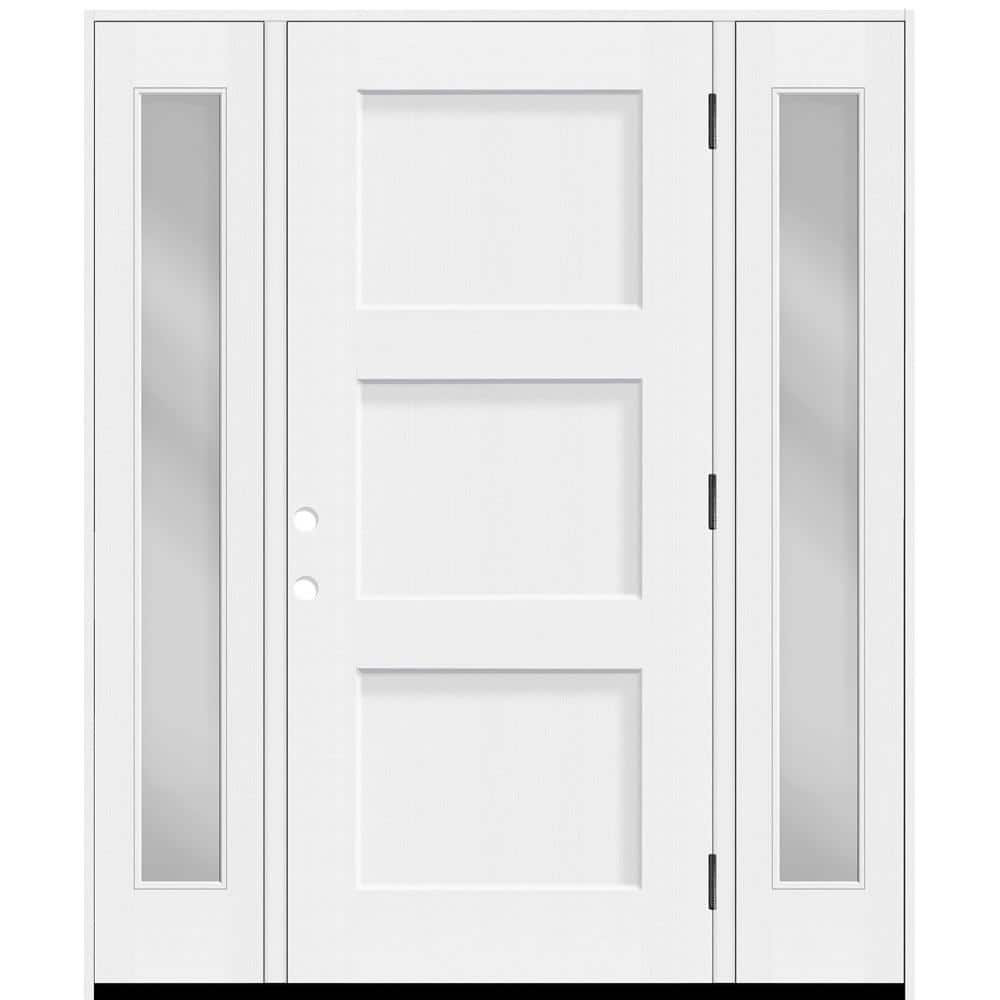 Legacy 64 in. x 80 in. 3P Equal Shaker LHOS Unfinished White Fiberglass Prehung Front Door w/Clear 12 in.SLs 6-9/16 Jamb price history on PriceWatchPro