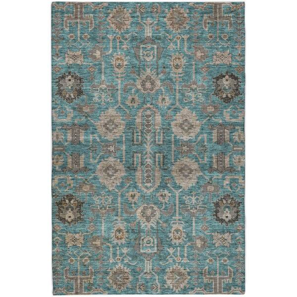 Dream Shag Premium Machine Washable Abstract ADS697 Teal 10 ft. x 14 ft. Area Rug