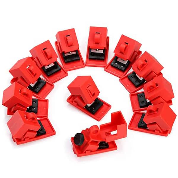 12-Pack Clamp-On Glass Filled Nylon Electrical Single Pole Circuit Breaker Lockout Device OSHA Compliant