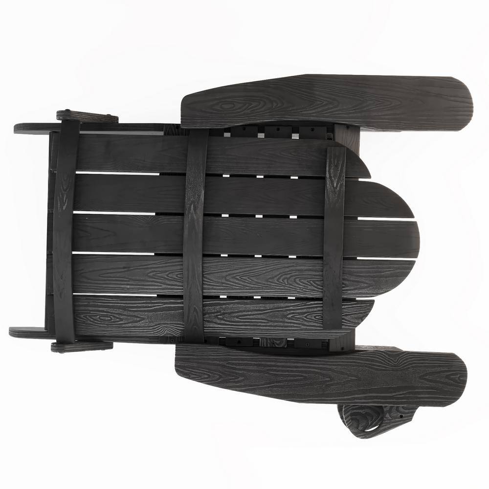 Black Foldable HDPS Adirondack Chairs with Cup Holder, Set of 2