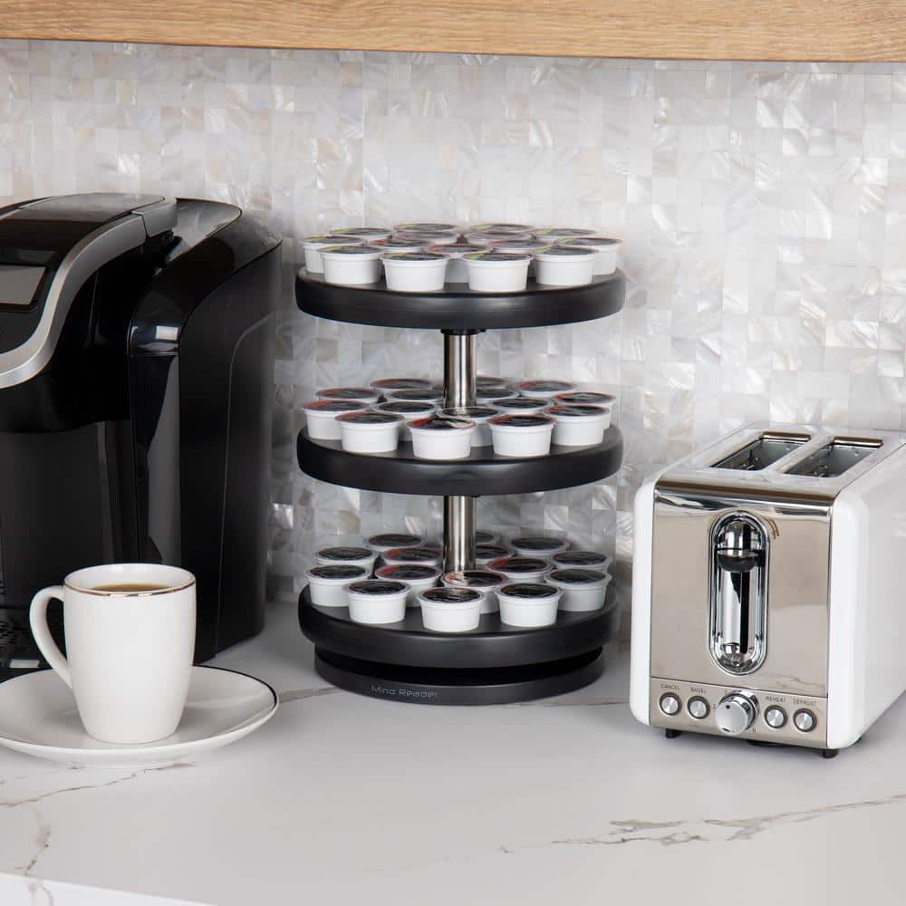 Black 3-Tier Rotating Coffee Pod Carousel Organizer
