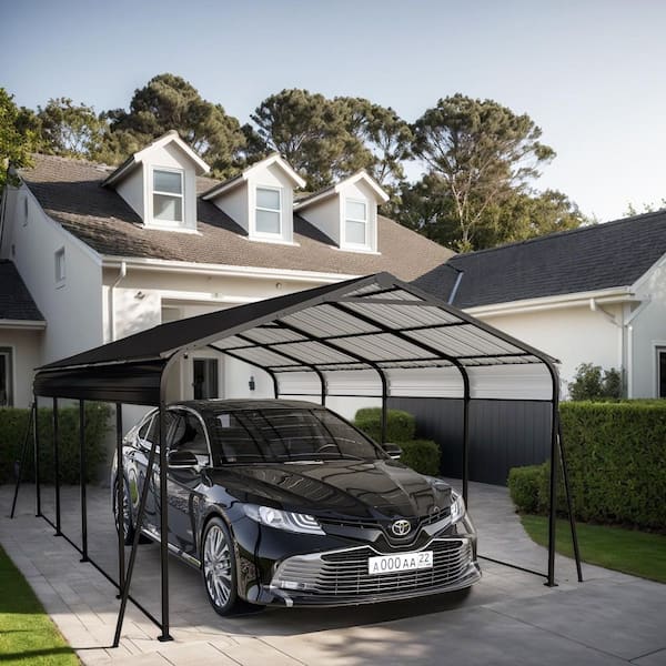 Unbranded 12 ft.x20 ft. Metal Heavy Duty Outdoor Carport Garage with Galvanized Steel Roof and Frame, Suitable for Cars and Trucks