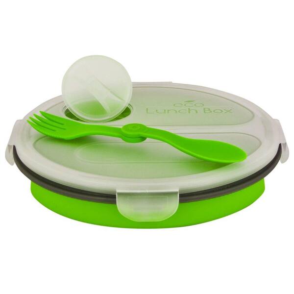 SmartPlanet 36 oz. Collapsible 2 Compartment Oval Eco Lunchbox Green