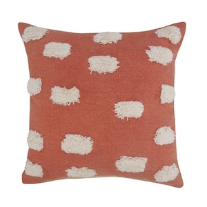 Palace Rust / White Pom Pom Glam Poly-Fill 20 in. x 20 in. Indoor Throw Pillow