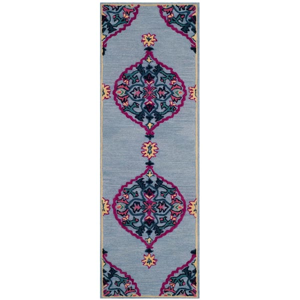 SAFAVIEH Bellagio Blue/Multi 2 ft. x 5 ft. Border Runner Rug