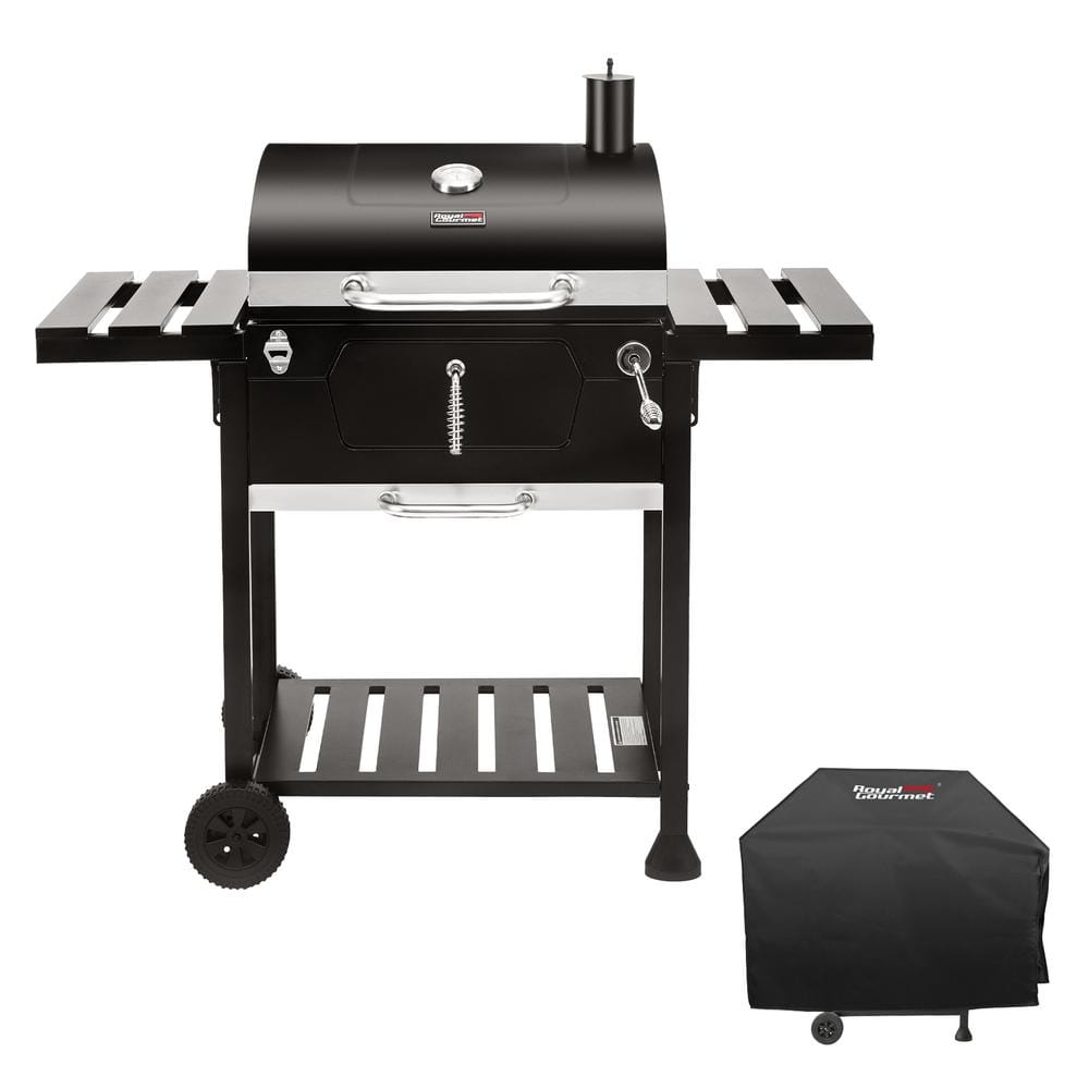 Royal Gourmet Charcoal Grill with 2 Side Table in Black Plus a Cover CD1824EC - The Home Depot