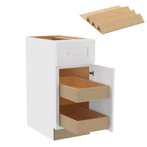 Home Decorators Collection Grayson 15 in. W x 24 in. D x 34.5 in. H Assembled Plywood Base Kitchen Cabinet in Pacific White with 2ROT Spice RH