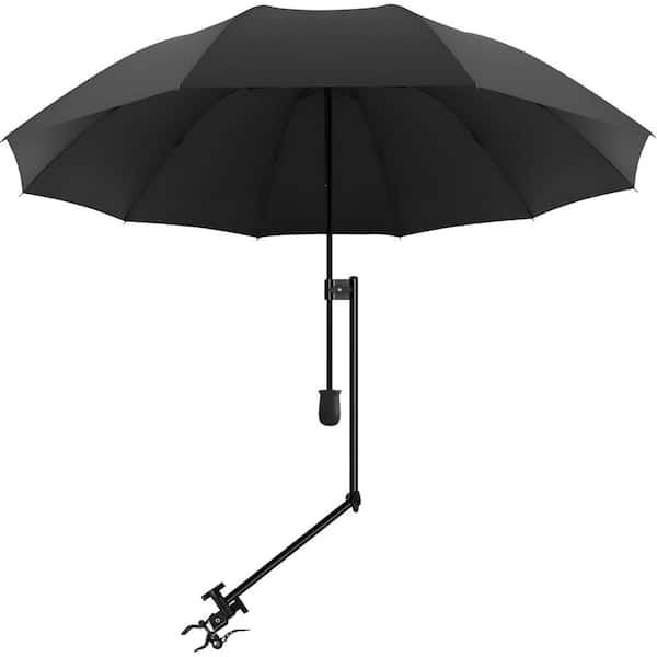 Afoxsos 2.41 ft. Steel Beach Umbrella with Adjustable Universal Clamp and UPF 50 plus in Black