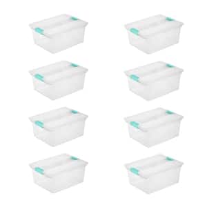 11.5 Qt. Plastic Deep Storage Container Tote with Latching Lid in Clear, 8 Pack